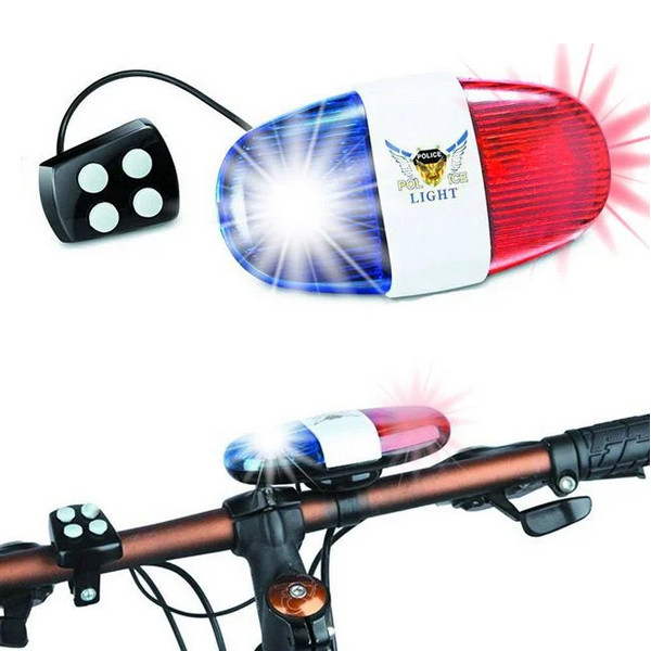 Sirena politie bicicleta, functie flash, 4 tonuri, alb/rosu/albastru — 2