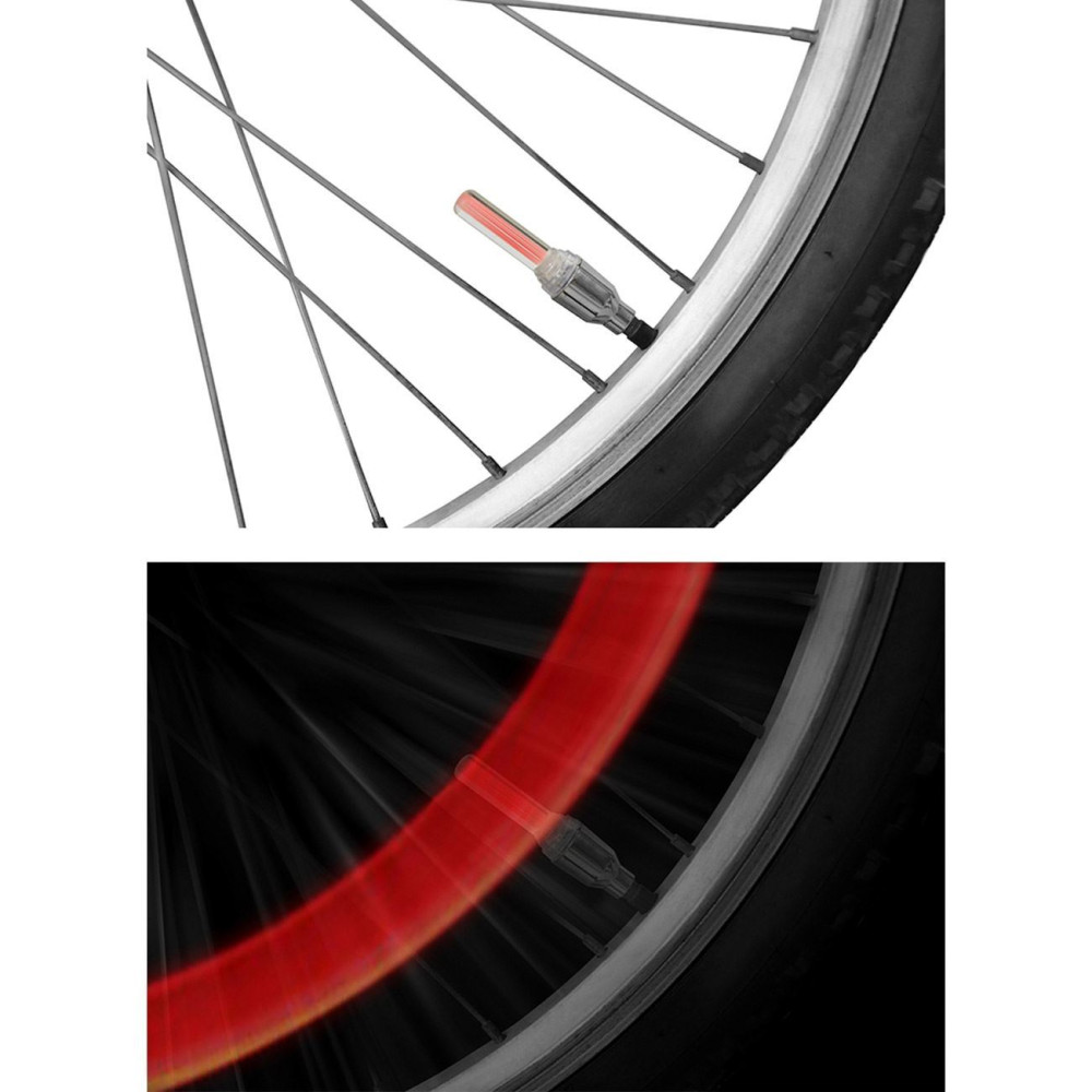 Set 2 buc lumini LED rosii pentru rotile bicicletei — varianta 2