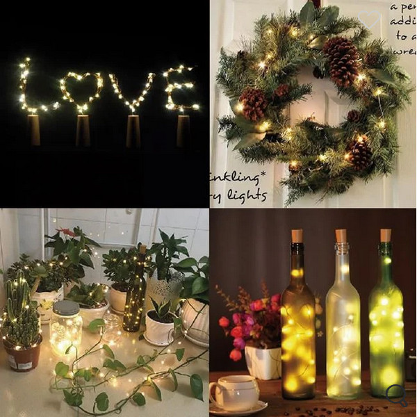 Dop pentru sticle decorativ cu LED, alb cald — varianta 3