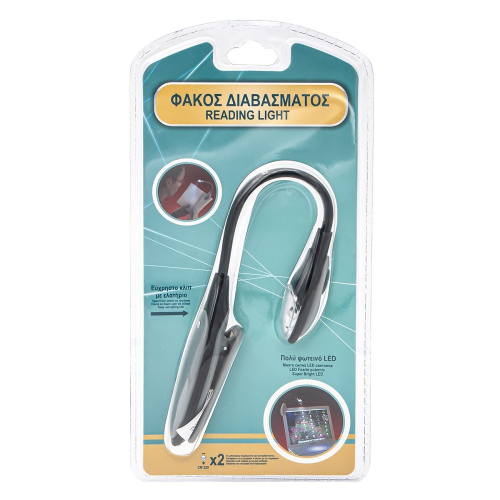 MIni lampa LED, clips prindere pentru citit, negru/gri — varianta 3