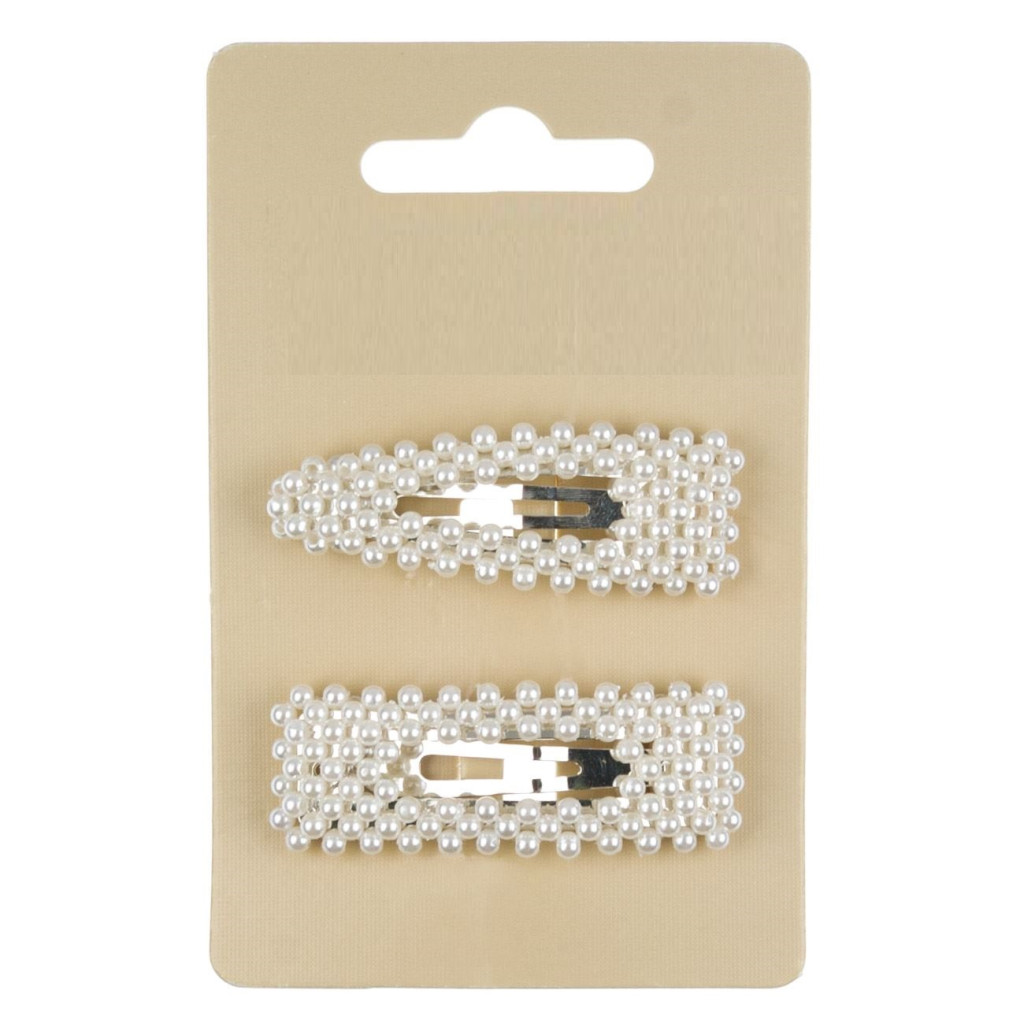 Clame par cu perle albe, 5.5 cm, 2 bucati — varianta 2