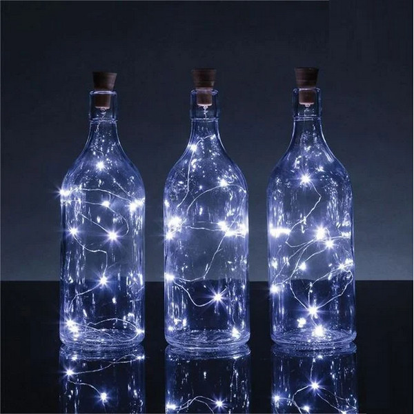 Dop pentru sticle decorativ cu LED, alb rece — varianta 2