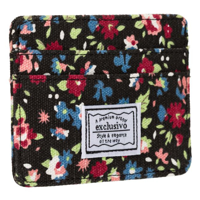 Portofel / ​portcard textil, model floral, protectie RFID, 5 compartimente, 10 x 7.5 cm — varianta 3