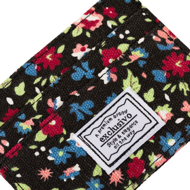 Portofel / ​portcard textil, model floral, protectie RFID, 5 compartimente, 10 x 7.5 cm — varianta 4
