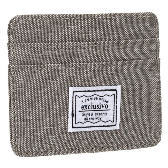 Portofel / ​portcard textil gri, protectie RFID, 5 compartimente, 10 x 7.5 cm — varianta 3