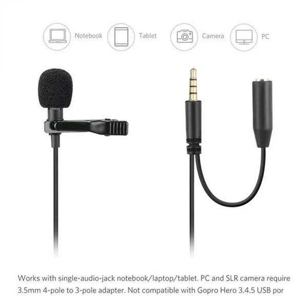 Microfon tip lavaliera cu clips, conector jack 3.5 mm — varianta 2
