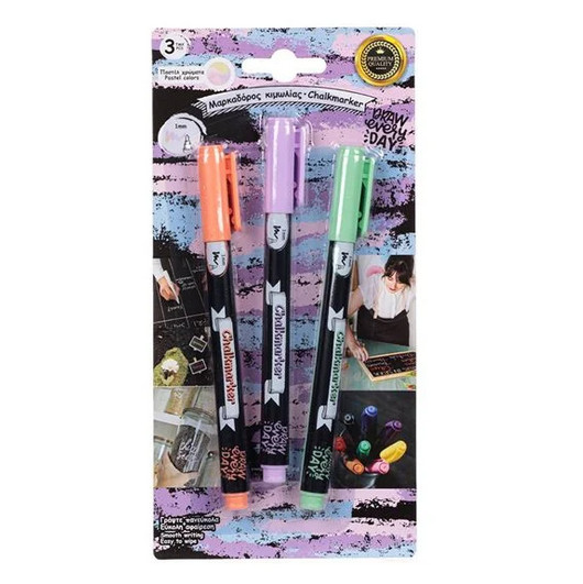 Set 3 carioci creta lichida, varf 1 mm, culori pastel — varianta 3