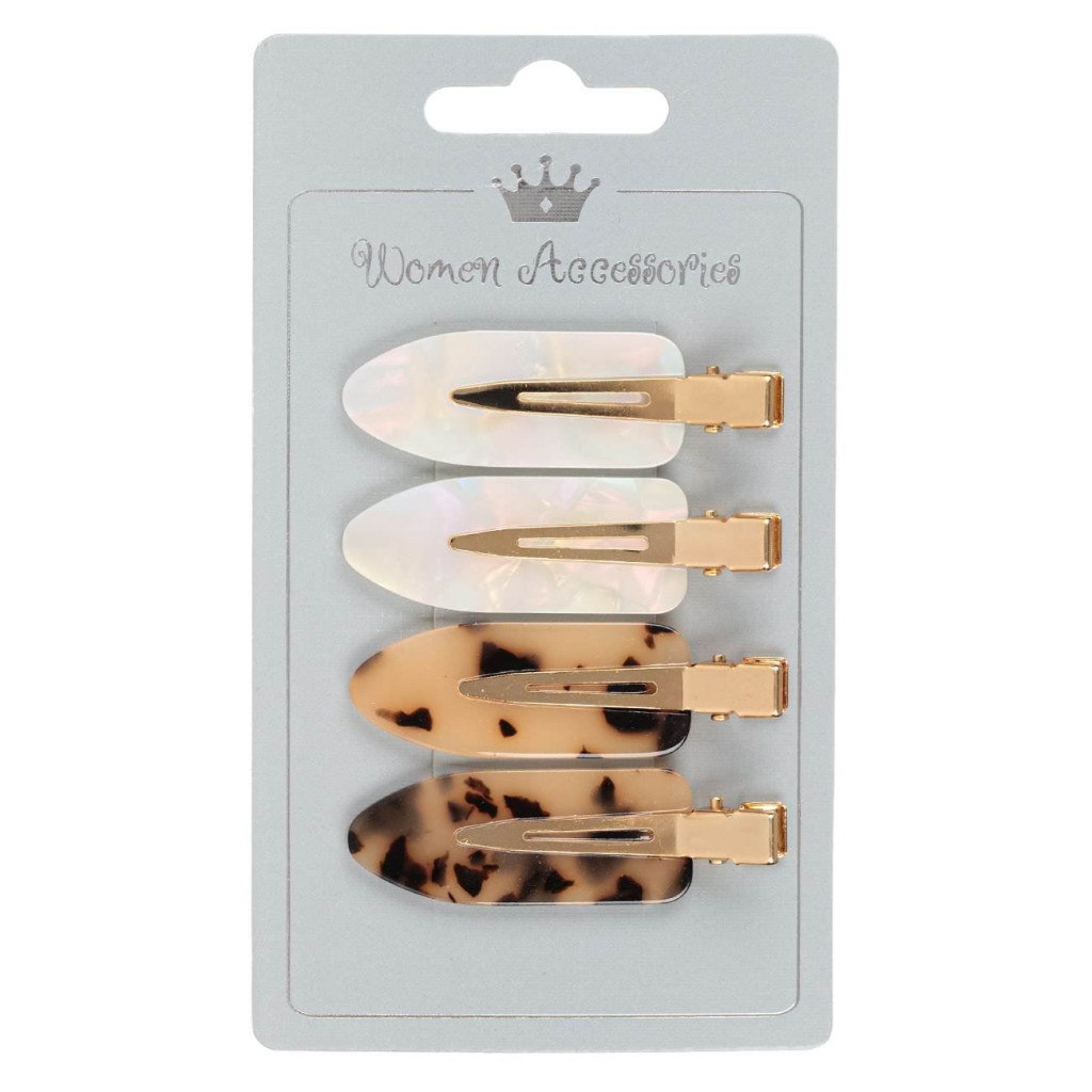 Clame metalice aurii cu maro si fildes, 6 cm,  4 bucati — varianta 2