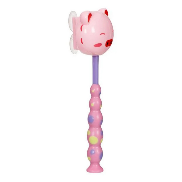 Periuta de dinti pentru copii, roz lila si husa protectie purcelus — varianta 3