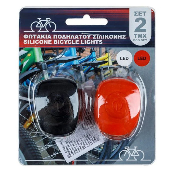 Set 2 lumini pentru bicicleta din silicon, alba si rosie — varianta 2