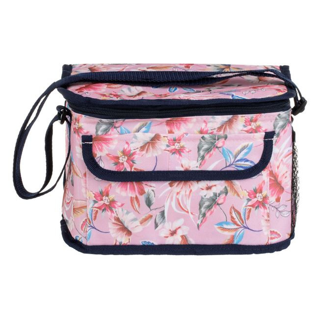 Geanta Izoterma, 25 x 16 x 18 cm, 7 litri, roz, model floral cu dungi — 3