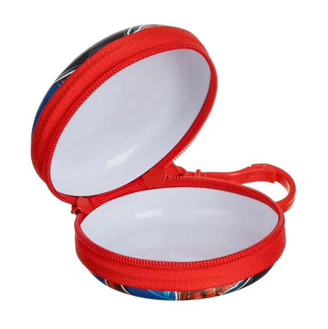 Portofel metalic pentru copii, rotund, model Spiderman, cu breloc, 7.5 cm, rosu — varianta 2