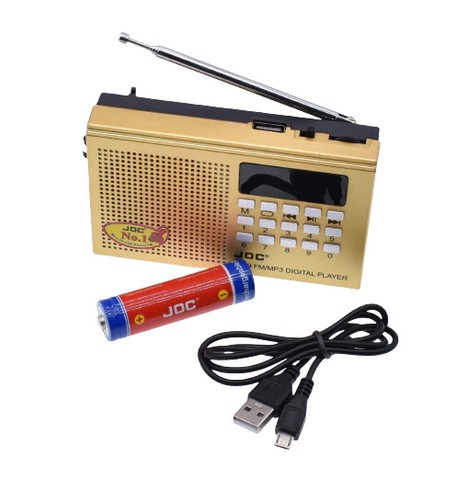 Radio portabil JOC -KK9, MP3, microSD/USB,FM, afisaj electronic, acumulator 2000 mAH, auriu — varianta 2