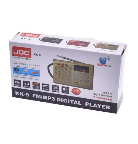 Radio portabil JOC -KK9, MP3, microSD/USB,FM, afisaj electronic, acumulator 2000 mAH, auriu — varianta 3