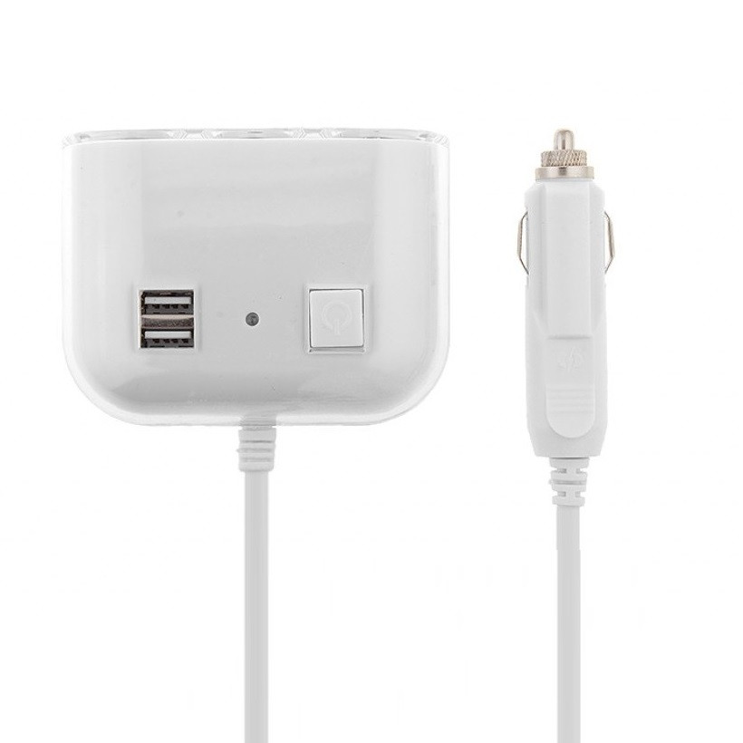 Adaptor bricheta auto JXL-014, 3 sloturi bricheta + 2 porturi USB 12/24V, alb — varianta 3