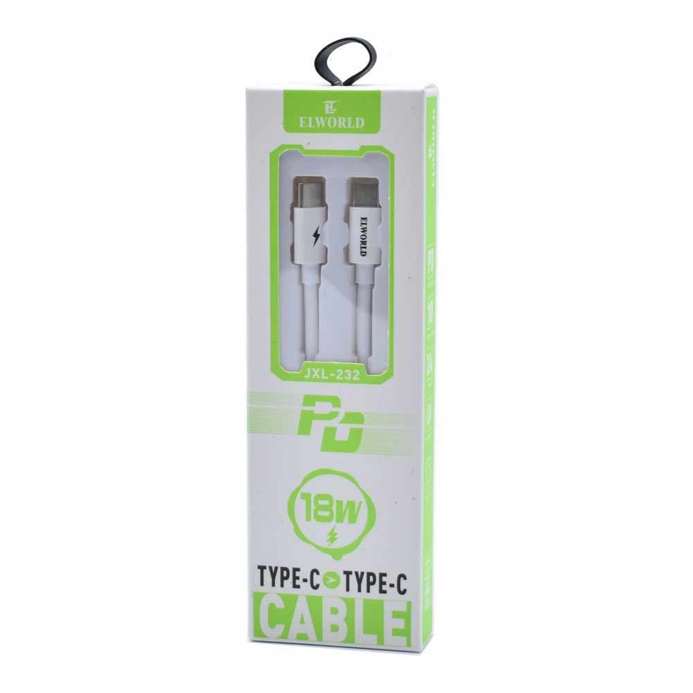 Cablu de date si incarcare Type-C to Type-C JXL-232, 18W, alb — varianta 2
