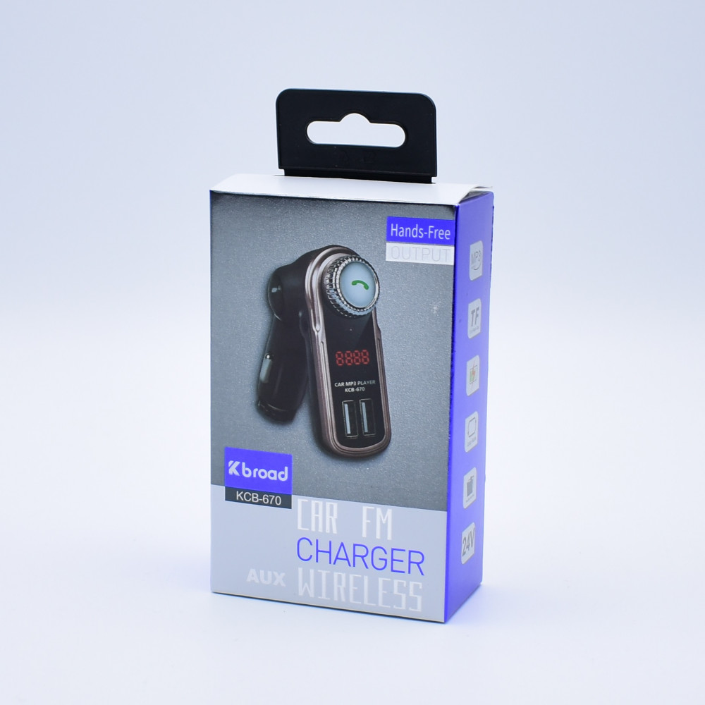 Modulator FM Kbroad KCB-670, Bluetooth, AUX, 2 porturi USB, handsfree, negru/argintiu — varianta 6