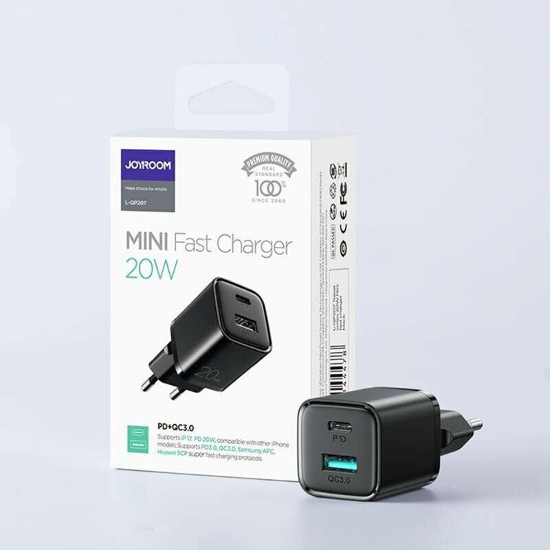 Incarcator casa Joyroom L-QP207, 20W, 1 x USB-C, 1 x USB-A, PD, QC 3.0, negru — varianta 8