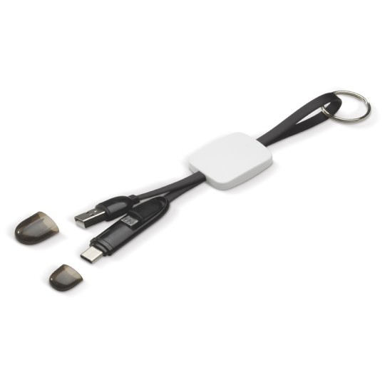 Cablu de incarcare tip breloc cu 2 capete (Type-C, MicroUSB), 17 cm, negru — 2