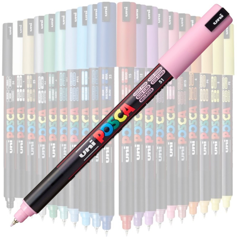 Marker UNI Posca, 0.7 mm, varf fin metalic, roz pal — varianta 2