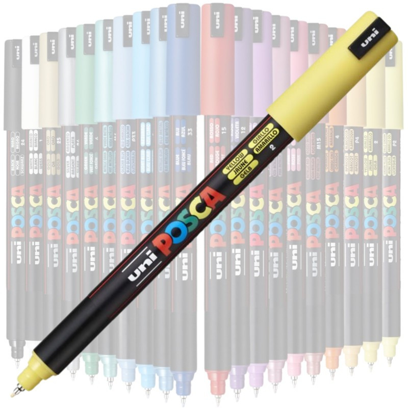 Marker UNI Posca, 0.7 mm, varf fin metalic, galben — varianta 2