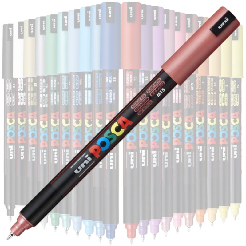 Marker UNI Posca, 0.7 mm, varf fin metalic, rose gold — varianta 2