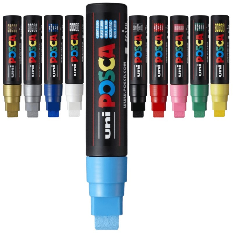 Marker UNI Posca PC-17K, varf tesit, 15.0 mm, albastru deschis — 4