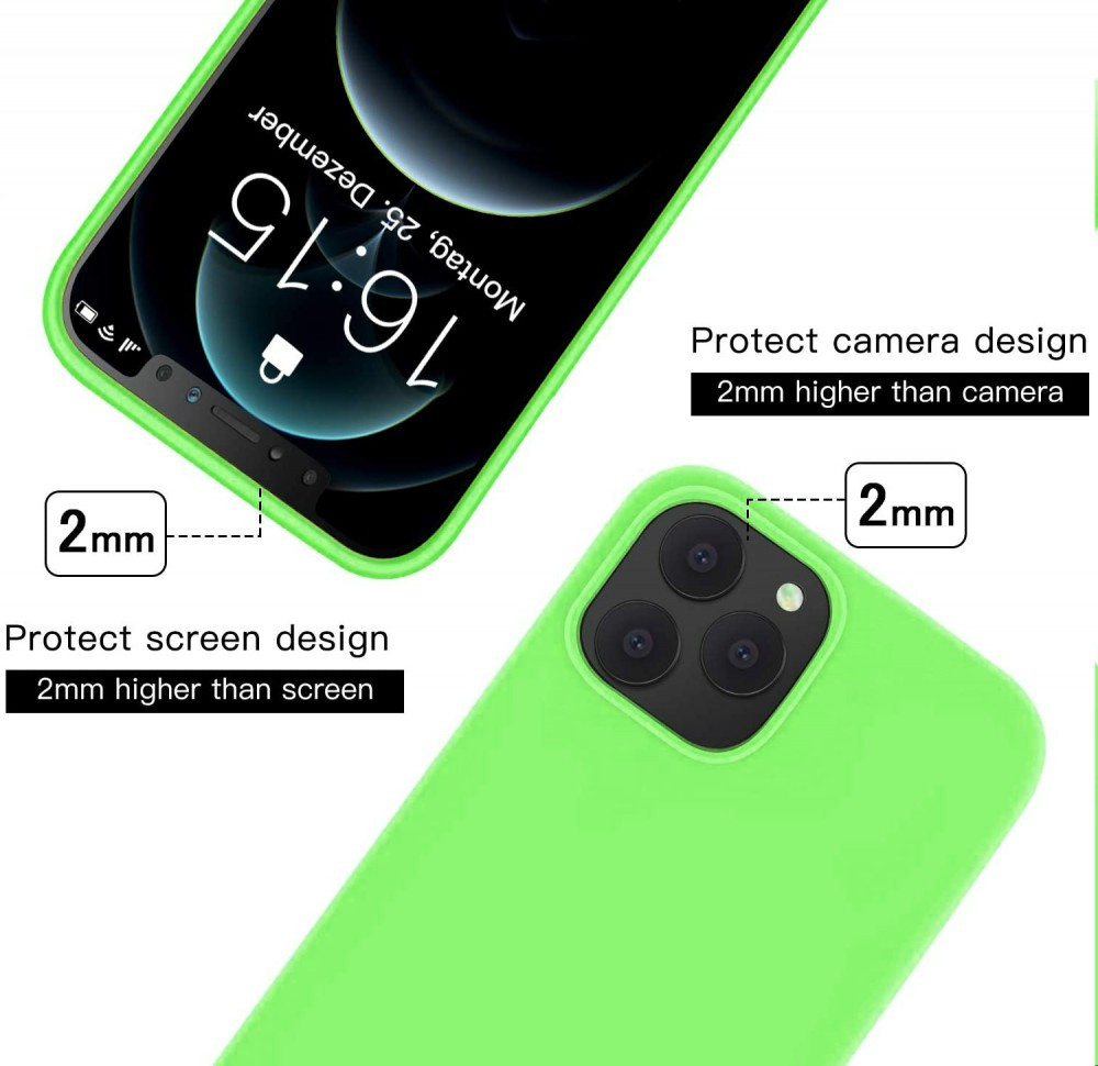 Husa Apple iPhone 11 Pro, Luxury Silicone, catifea in interior, protectie camere, verde neon — varianta 4