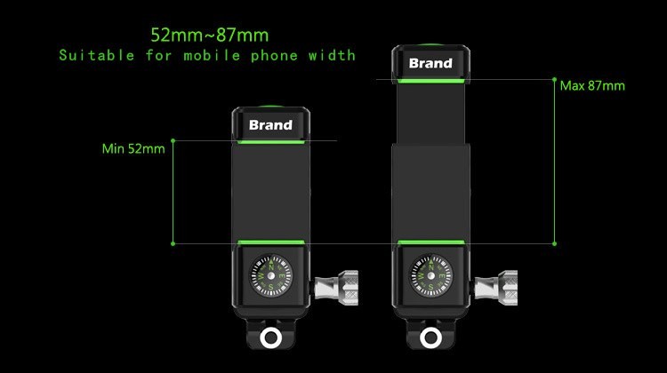 Suport telefon pentru bicicleta Guider Q-003, busola, reglabil, rotire 360, negru — 5