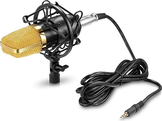 Microfon profesional Andowl Q-Mic3 pentru karaoke, vlogging, podcast, negru/auriu — varianta 3