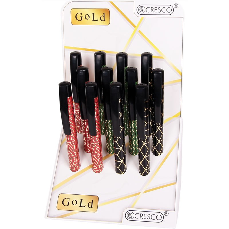 Stilou Cresco Gold 280030-C, penita iridium, alimentare rezerve, corp plastic, rosu/auriu — varianta 2