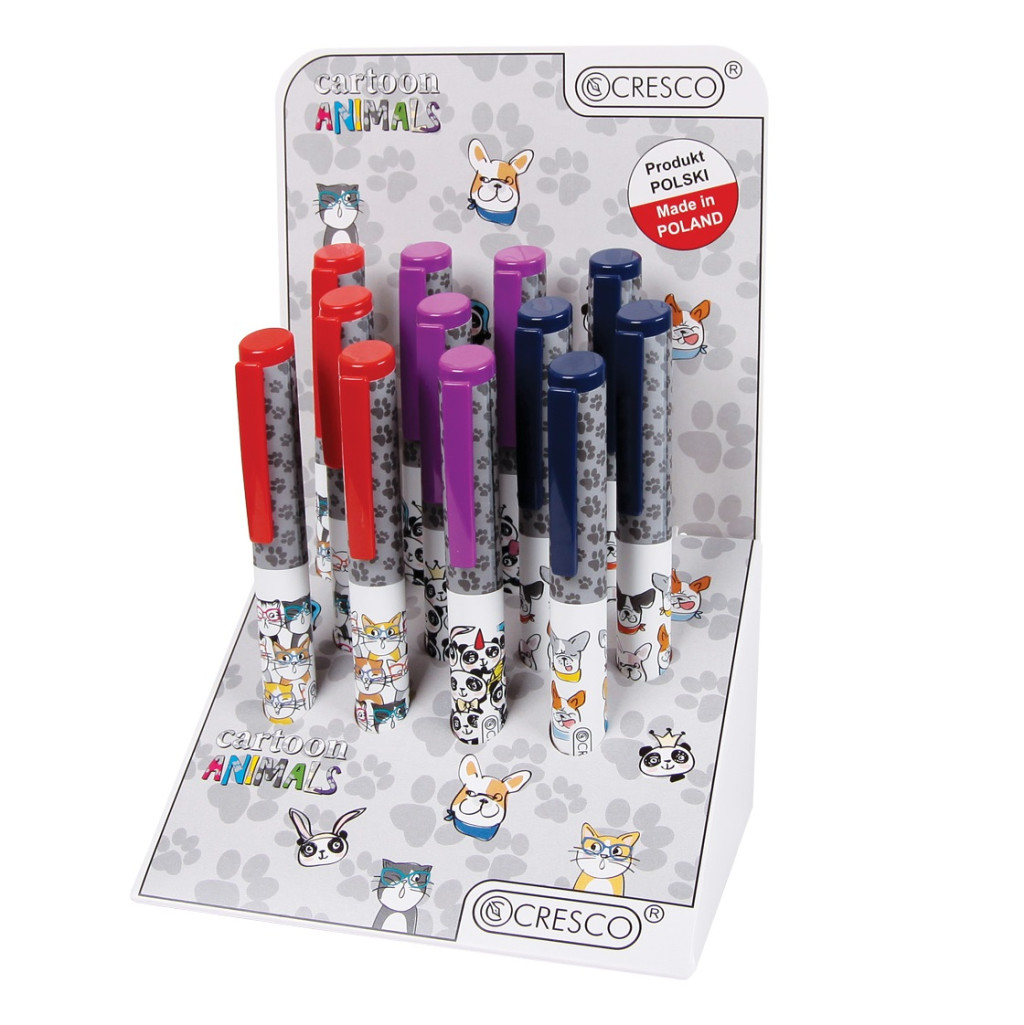 Stilou Cresco GoPen 202000-A, penita iridium, alimentare rezerve, corp plastic, model animale, capac mov — varianta 2