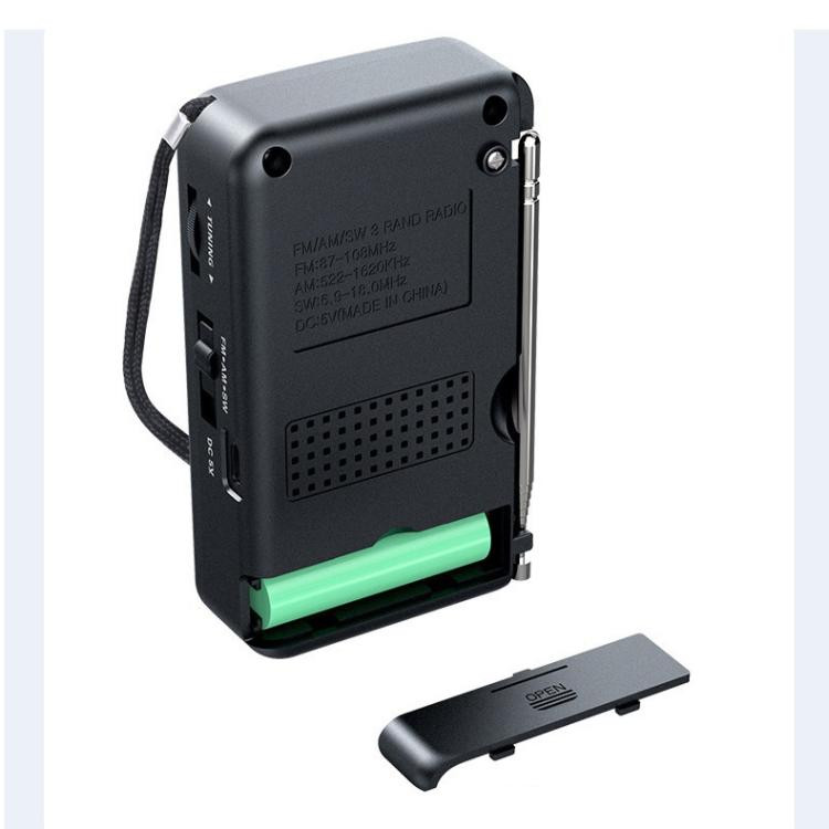 Radio portabil AM/FM/SW JOC TG-77, iesire jack 3.5 mm, acumulator 2000 mAH, cablu Type-C, negru — varianta 3