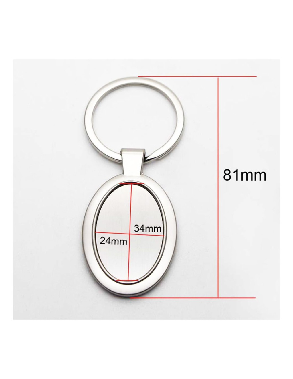 Breloc metalic personalizat cu poza ta, inel de sustinere metalic, oval — varianta 5