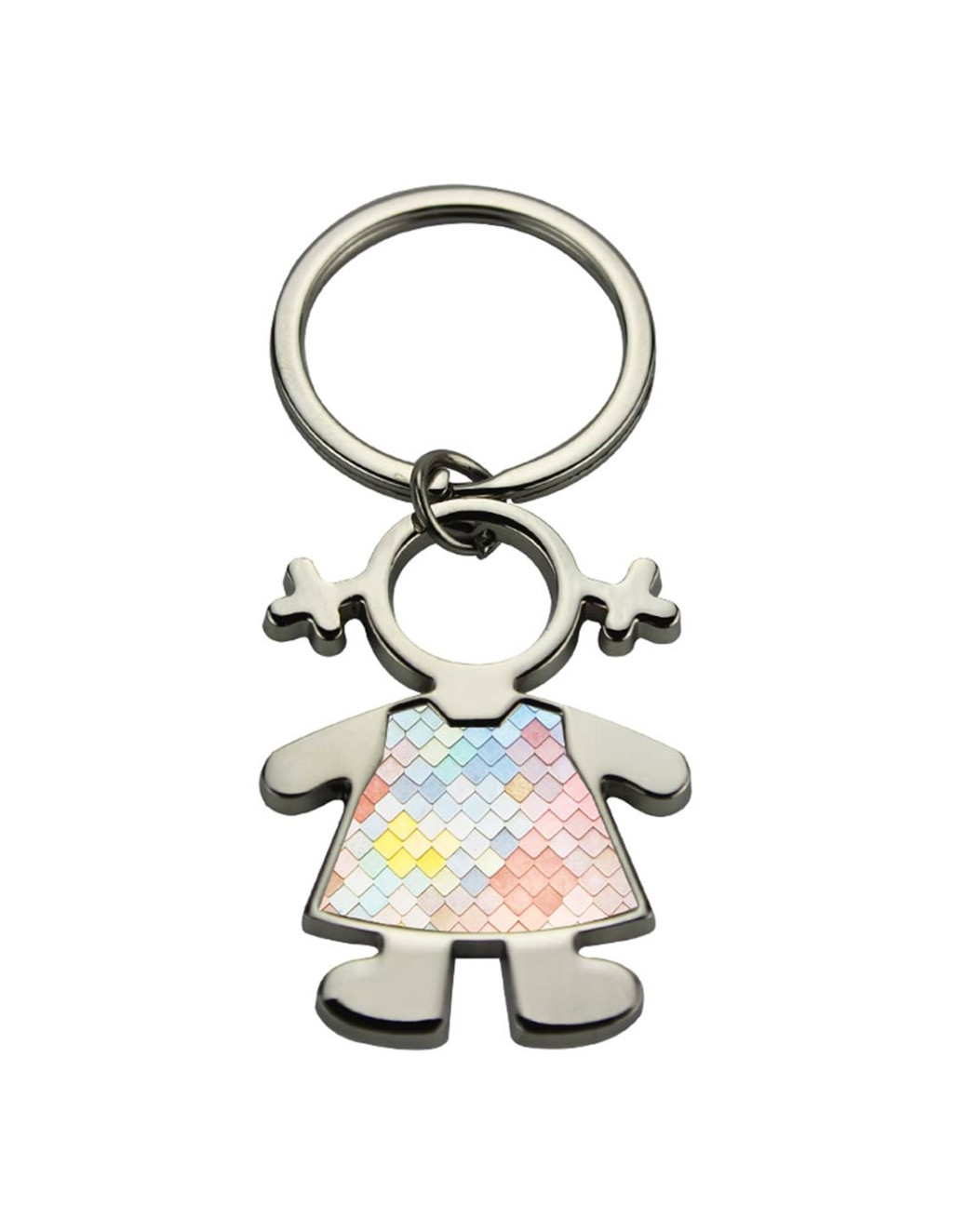 Breloc metalic personalizat cu poza ta, model fetita — 2