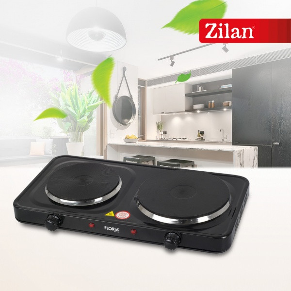 Plita electrica Floria ZLN-2844, 44 x 25 x 7 cm, 2 ochiuri, termostat reglabil, neagra — varianta 2