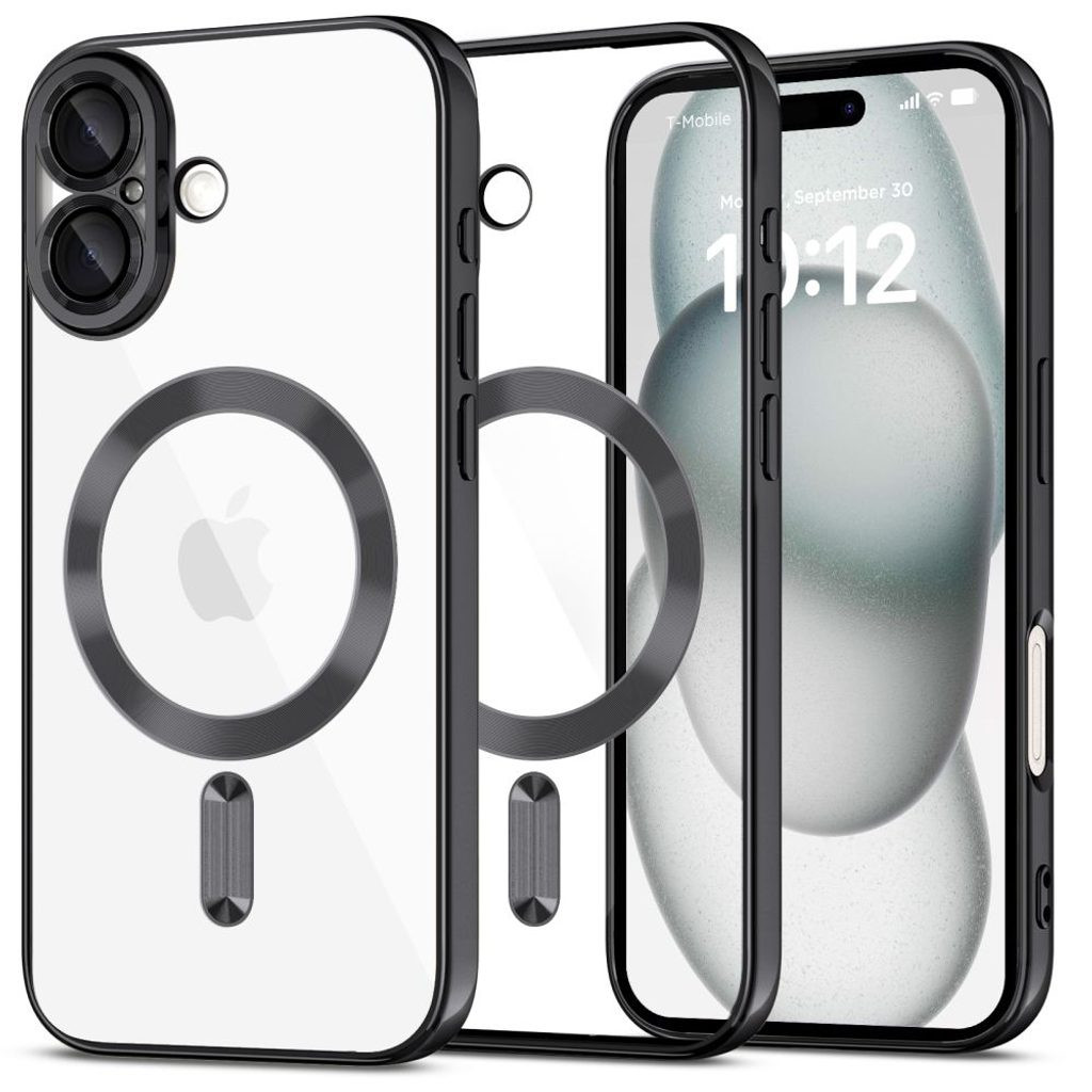 Husa Apple iPhone 17, Magsafe Electroplating TPU, protectie camera, margini negre