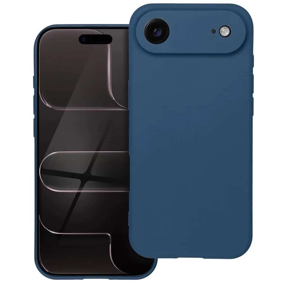 Husa Apple iPhone 17 Air, Luxury Silicone, protectie camera, catifea in interior, albastru inchis