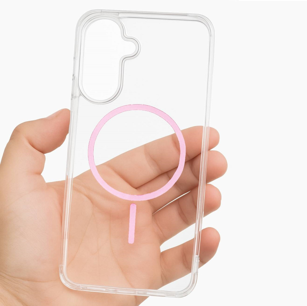 Husa protectie Samsung Galaxy A16, Colorful MagSafe, TPU, clear pink