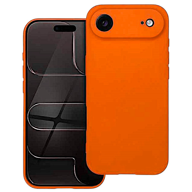 Husa Apple iPhone 17 Air, Luxury Silicone, protectie camera, catifea in interior, portocalie
