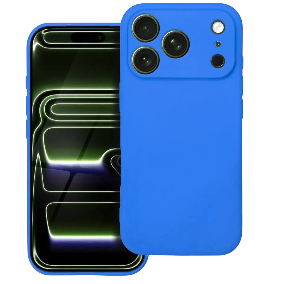 Husa Apple iPhone 17 Pro, Luxury Silicone, protectie camera, catifea in interior, albastru deschis