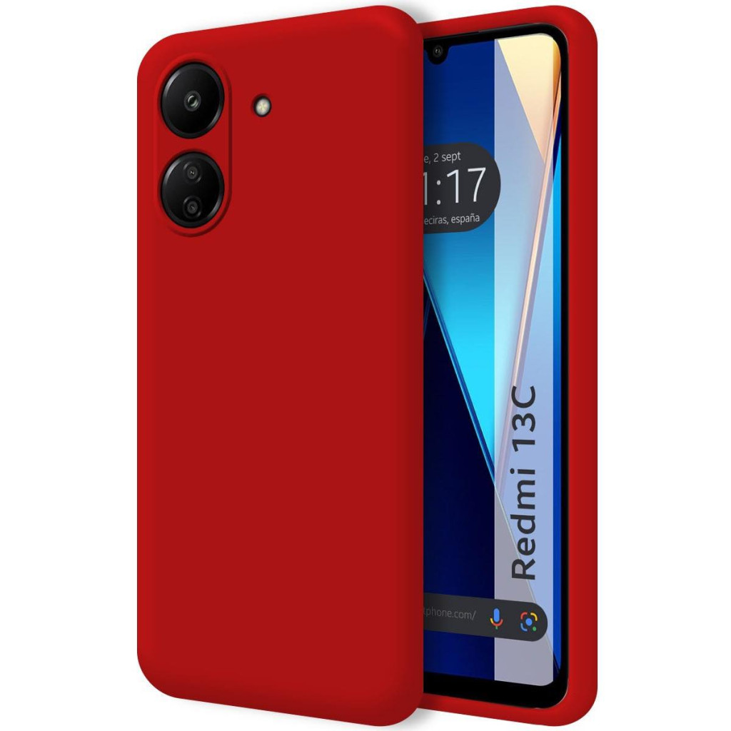 Husa Xiaomi Redmi 13C, Luxury Silicone, protectie camera, catifea in interior, rosie