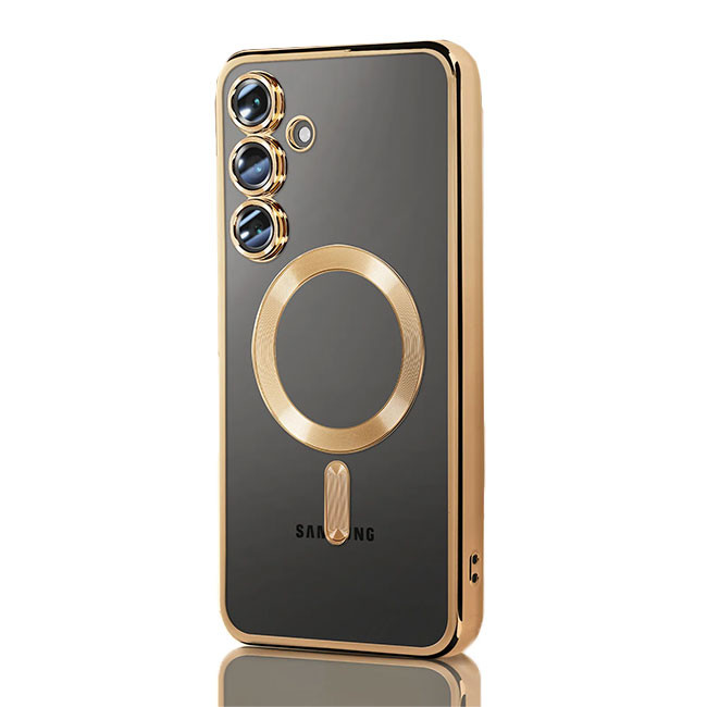 Husa Samsung Galaxy S22, Electroplating Magsafe TPU, protectie camera, margini aurii