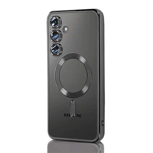 Husa Samsung Galaxy S21 Plus, Electroplating Magsafe TPU, protectie camera, margini negre