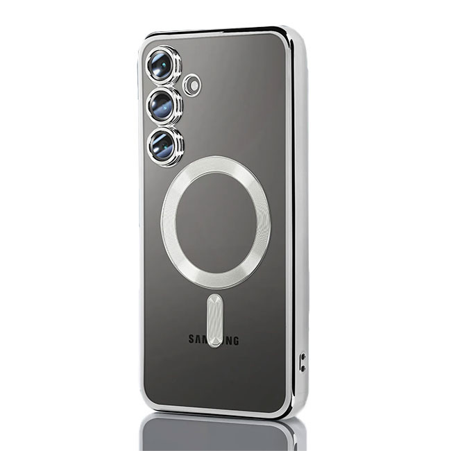 Husa Samsung Galaxy S21 Plus, Electroplating Magsafe TPU, protectie camera, margini argintii