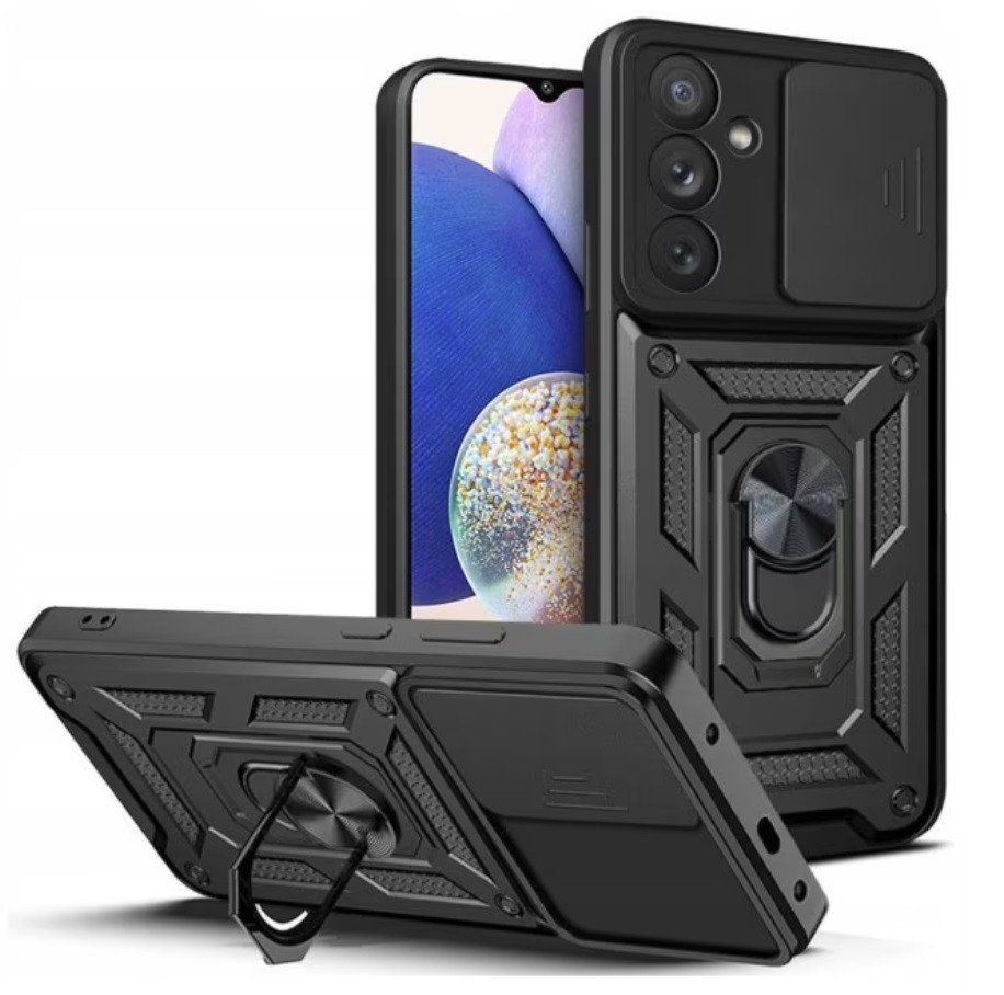 Husa Samsung Galaxy A25 5G, Camshield Armor, inel sustinere, protectie camera, neagra