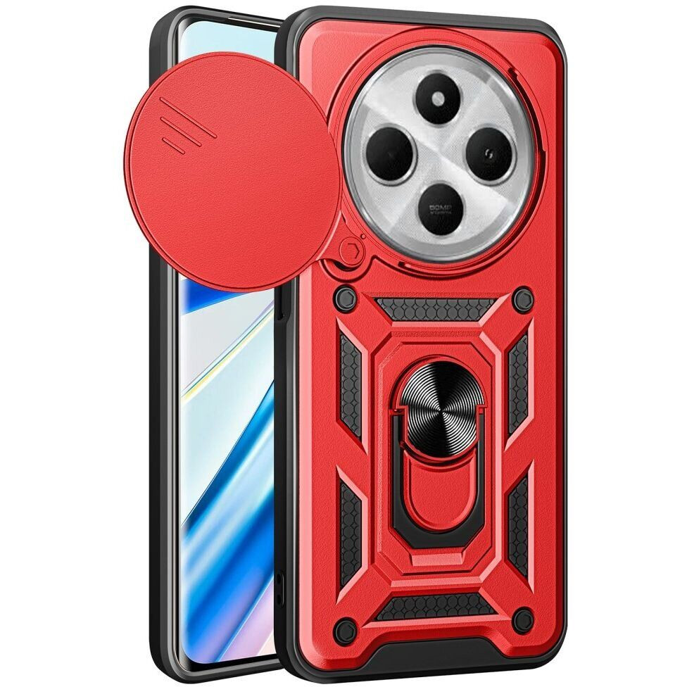 Husa Xiaomi Redmi 14C, Camshield Armor, inel sustinere, protectie camera, rosie