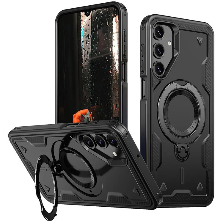 Husa Samsung Galaxy S25 / S24, Hybrid Armor MagRing, inel rotativ, neagra
