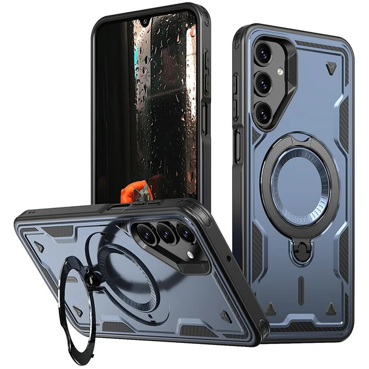 Husa Samsung Galaxy S25 / S24, Hybrid Armor MagRing, inel rotativ, albastra