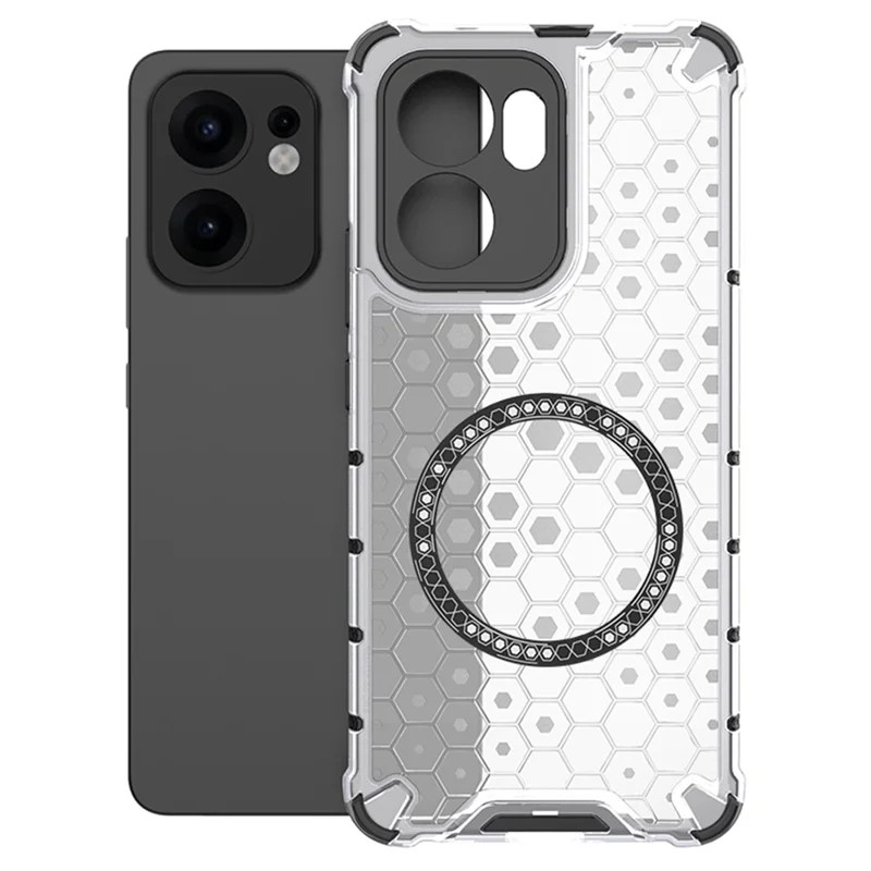 Husa protectie Oppo Reno13 F, Honeycomb Magsafe, colturi ranforsate, alb